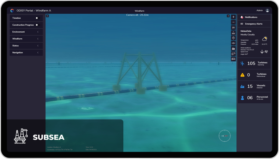 Real time metocean conditions are recorded and represented in the platform